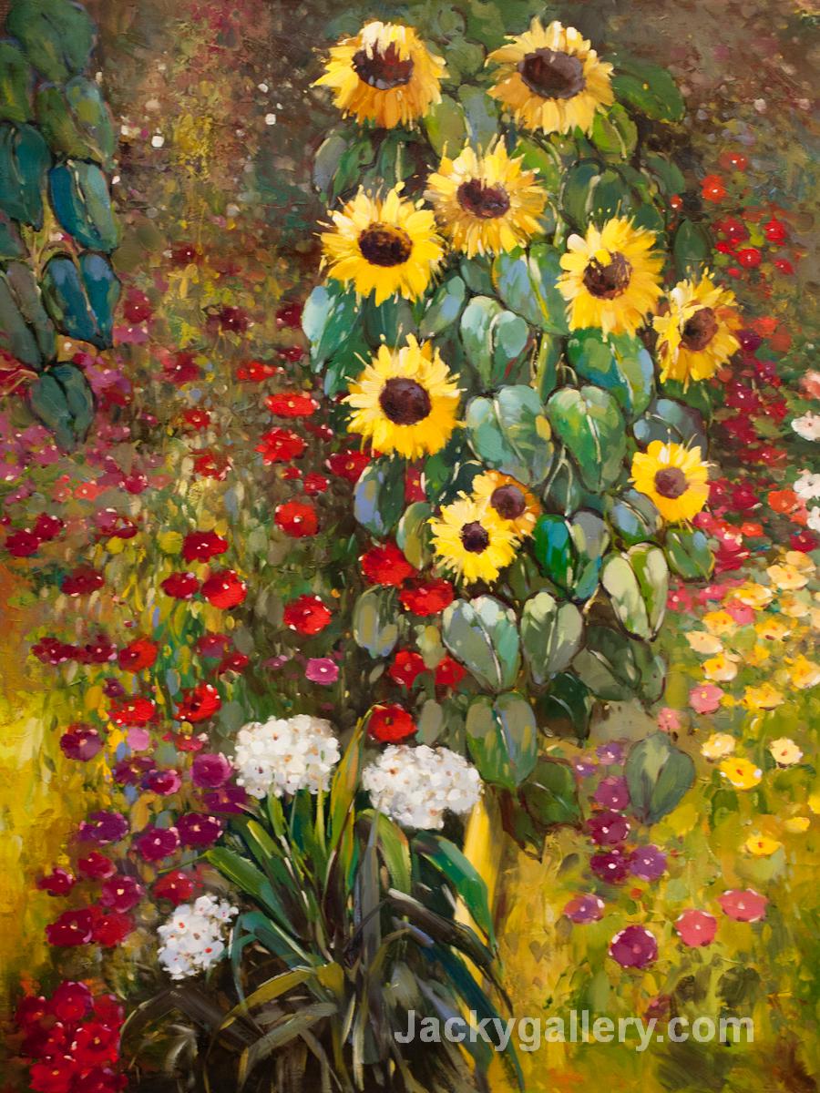 Farm Garden with Sunflowers Yellow by Gustav Klimt paintings reproduction